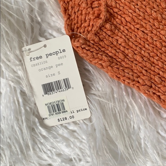 Small Orange Knit & Flowy Free People Halter Top - Picture 5 of 8